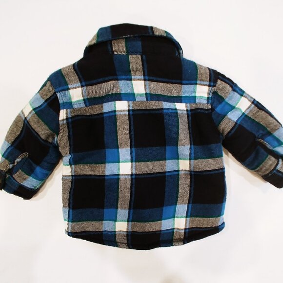 George Plaid Sherpa Lined Shacket 6-12 Months - Picture 3 of 7